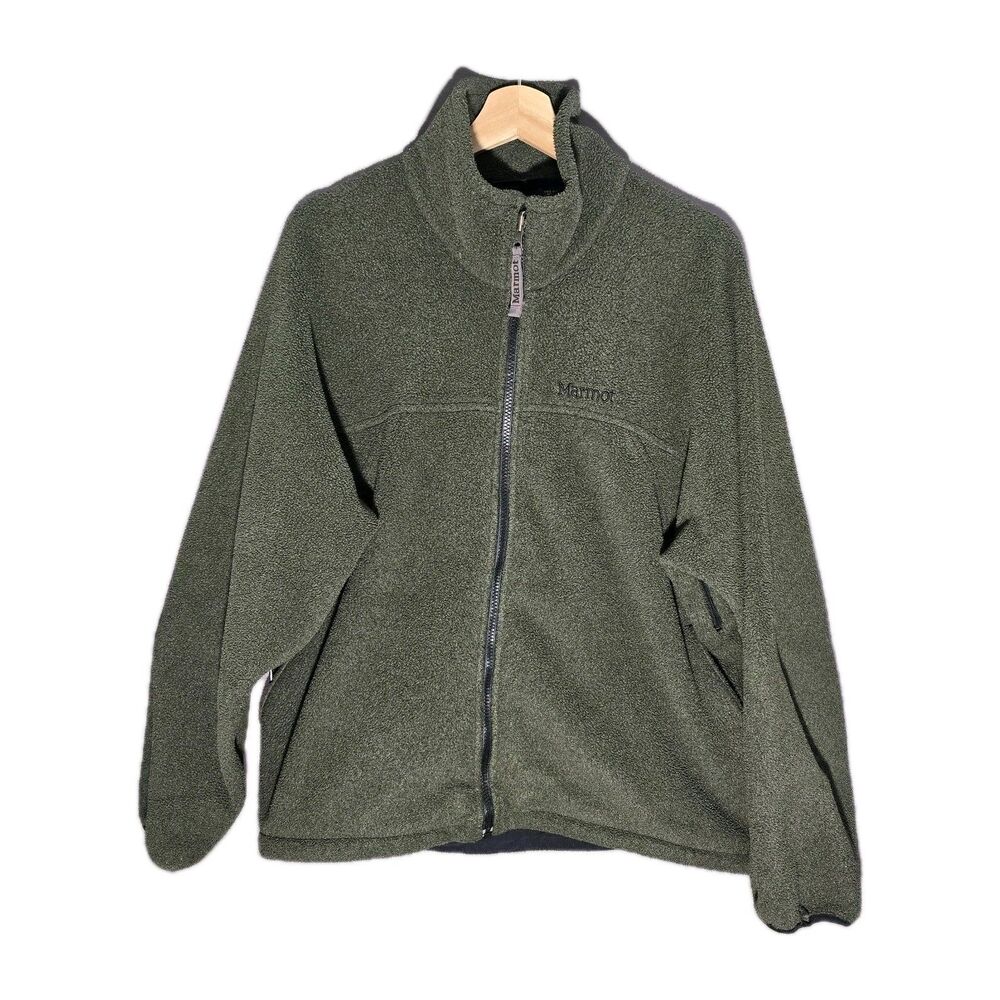 Marmot Gorpcore Vintage Olive Green Full Zip Fleece Jacket‎ Men's Size M